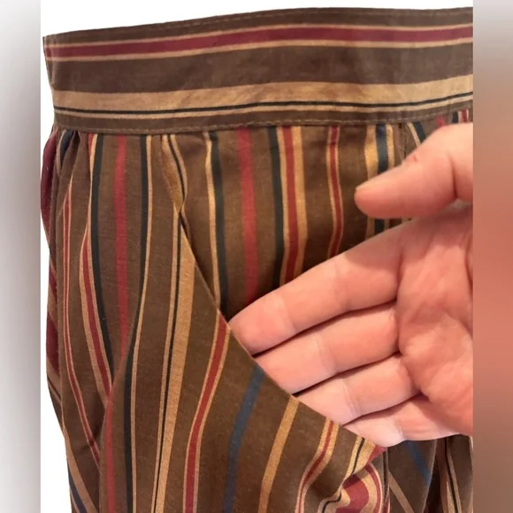 NWOT 70s PBJ BOHO RETRO BROWN & BURGUNDY STRIPED TIERED RUFFLED MIDI SKIRT SZ 9 - Picture 5 of 7